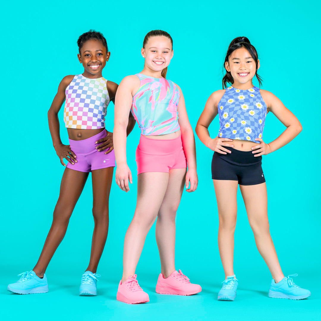 Pattern tanks with sport shorts for girls in sports by Destira, 2024