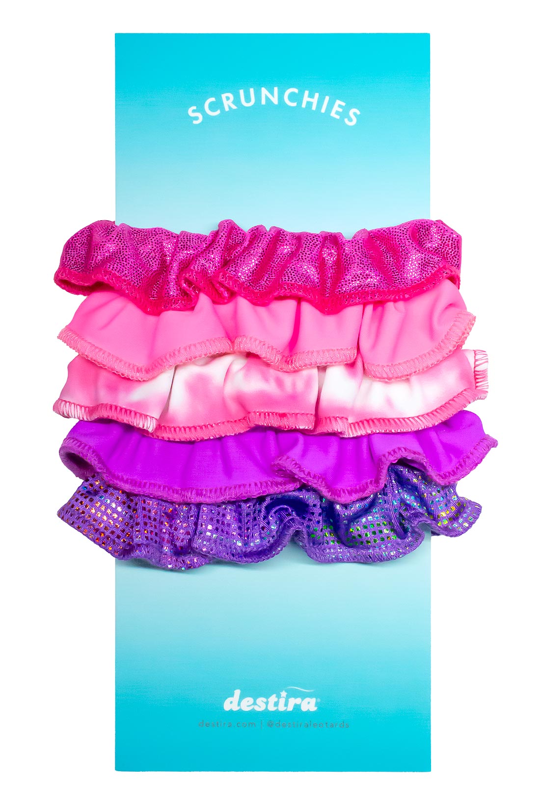 Multi-pack of pink and purple scrunchies for hair, Destira, 2023