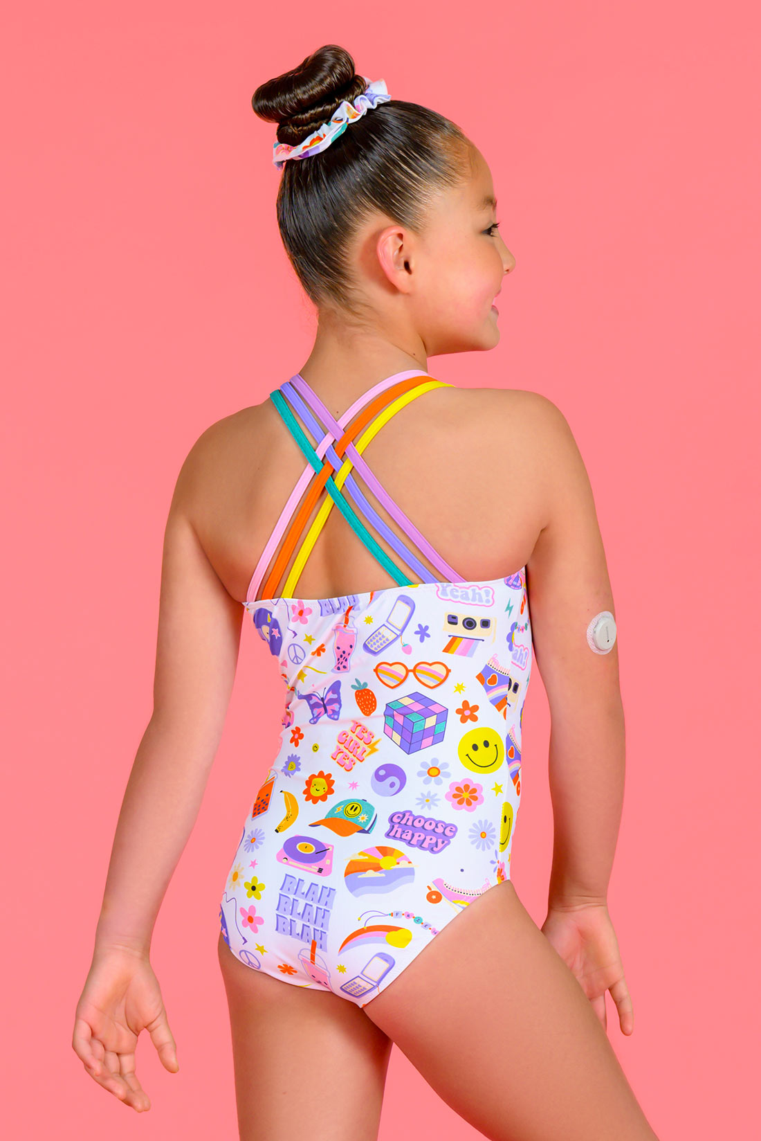 Rainbow strappy leotard for girls by Destira, 2024