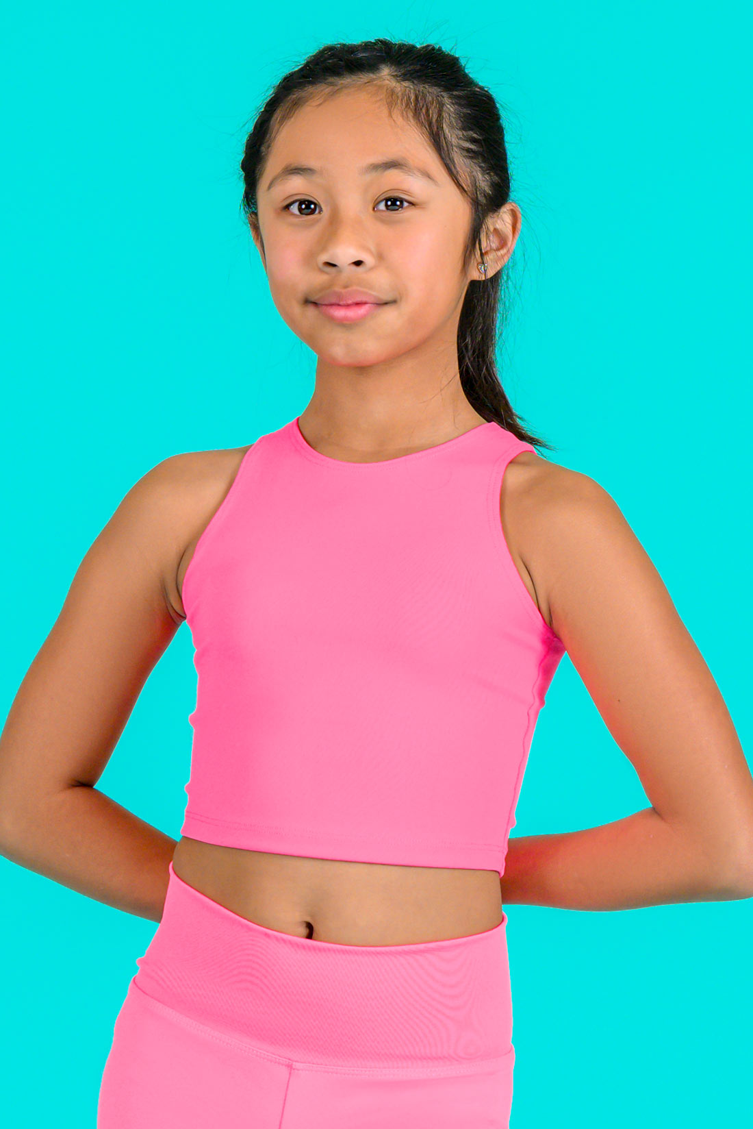 Pink activewear tank top for girls by Destira, 2024