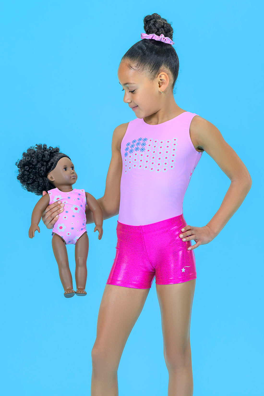 Pink gymnastics outfit for summer workouts by Desitra, 2024