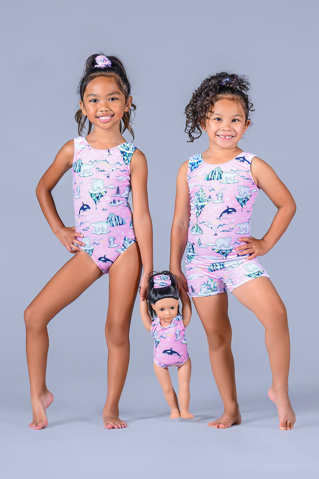 Pink animal gymnastics outfits for girls, Destira, 2023