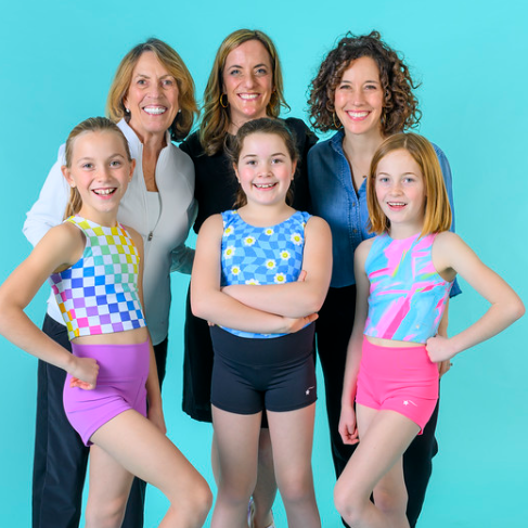 Destira CEOs and Founder with their girls' in new Destira tank tops and shorts, 2024