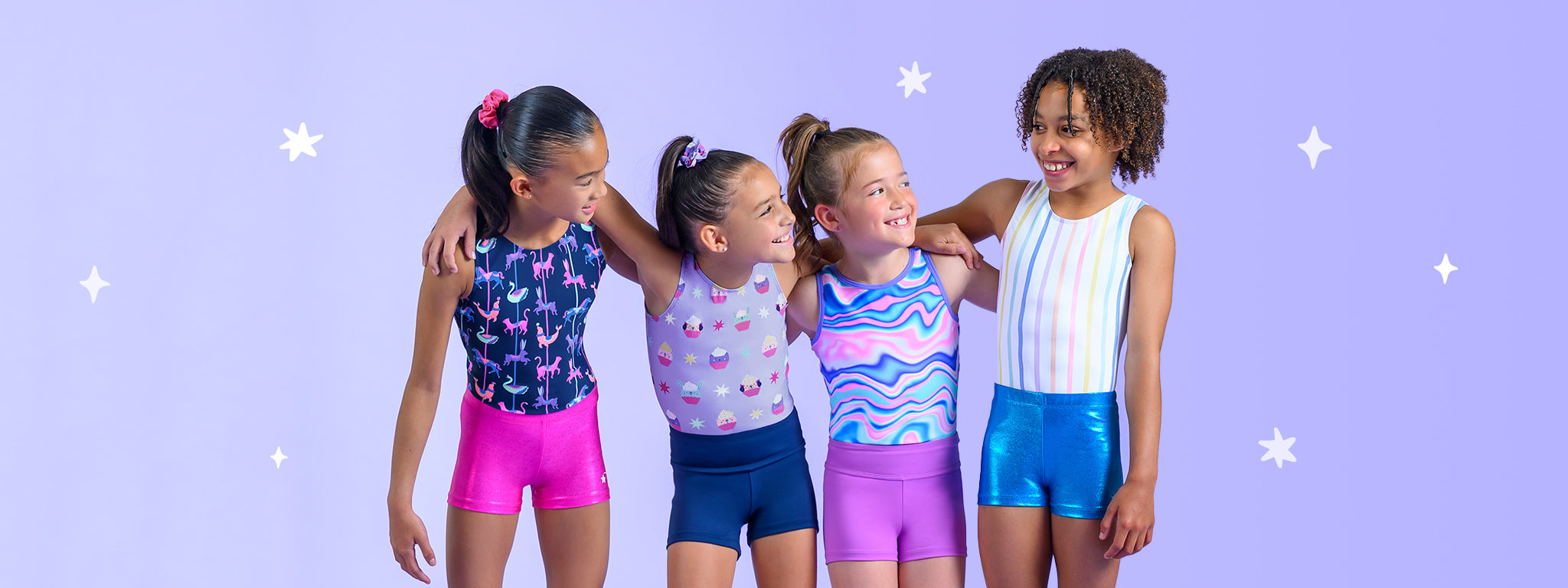 Rainbow and animal print gymnastics styles for kids by Destira, 2025