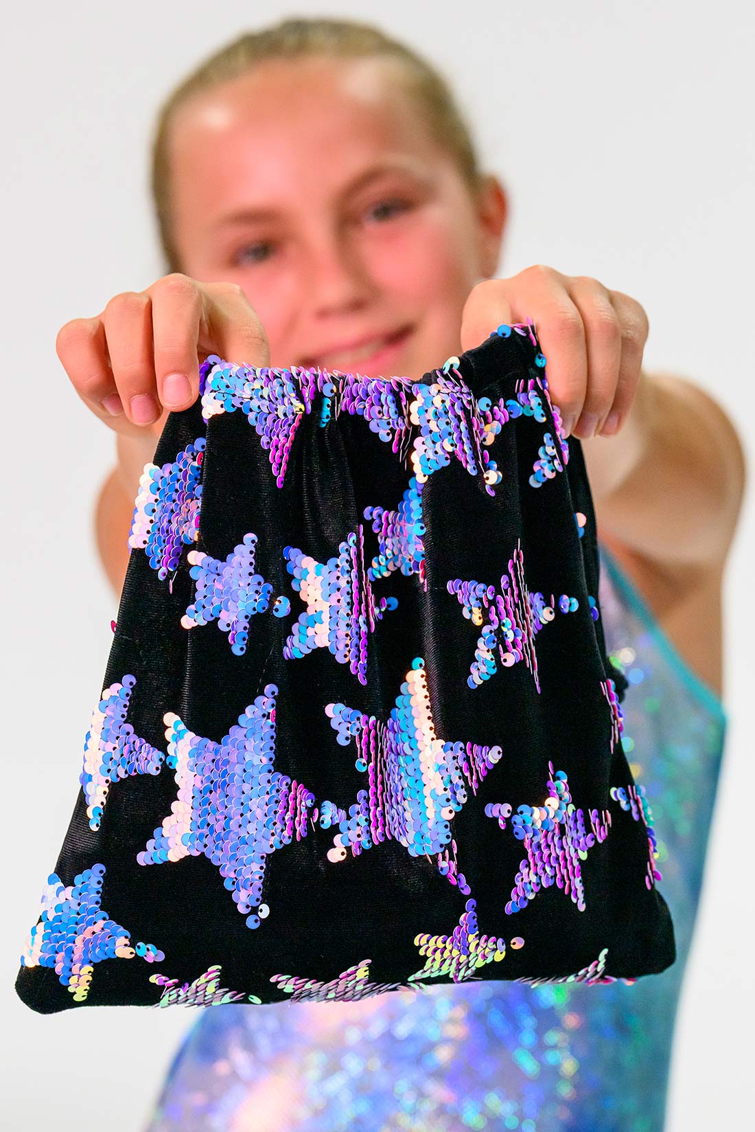 Black grip bag for gymnastics gear by Destira, 2025