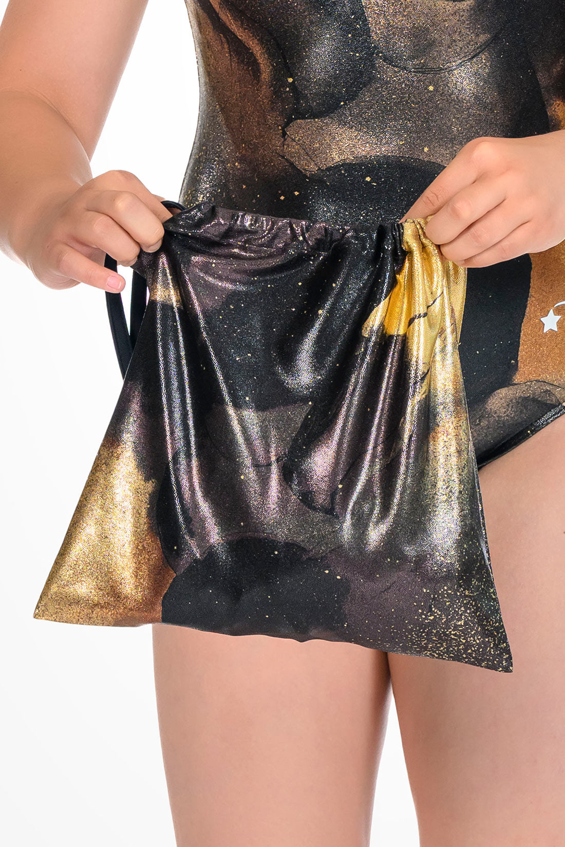 Black and gold accessory bag for athletes by Destira, 2026