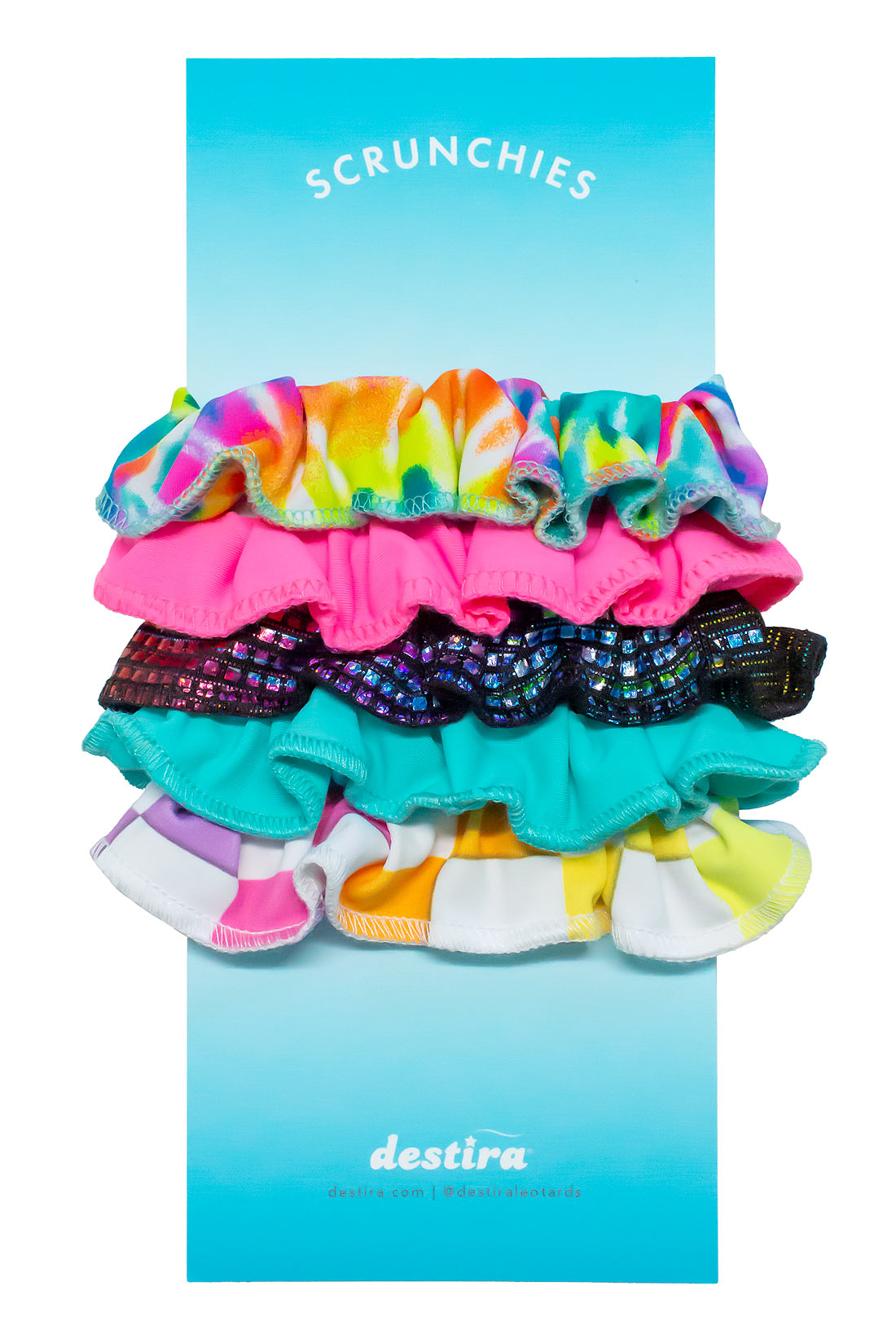 Rainbow scrunchies for gymnasts, Destira, 2023