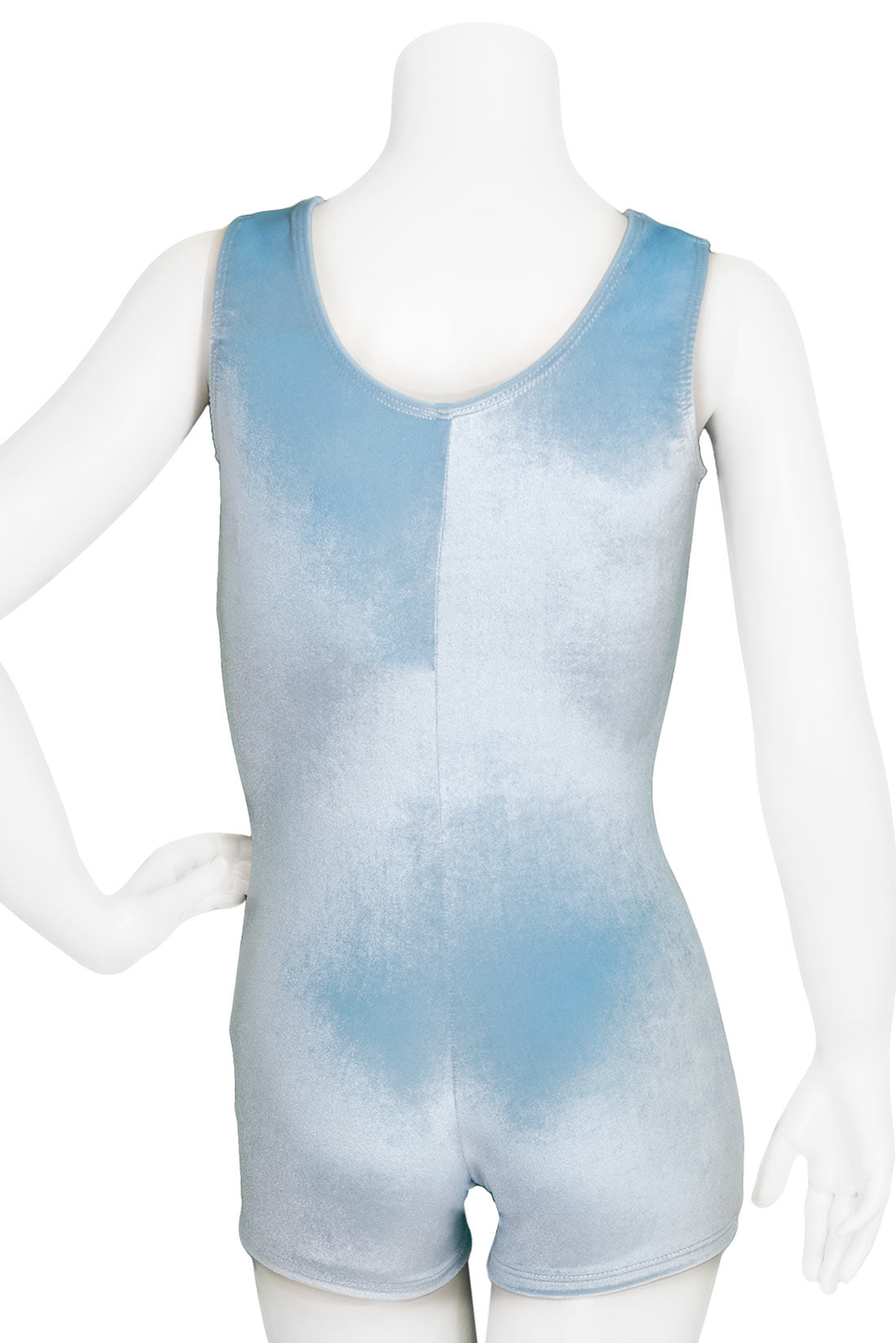 Plush velvet gymnastics unitard in baby blue, Destira, 2023