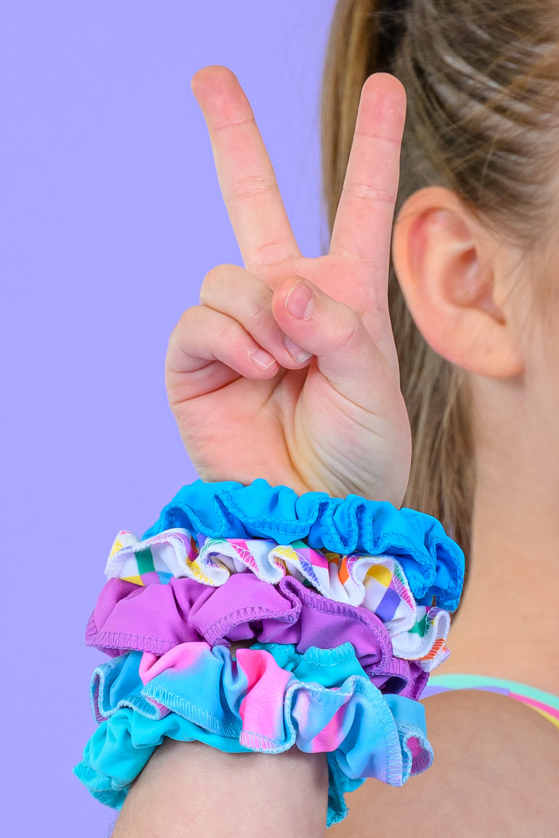 Rainbow scrunchies for athletic girls by Destira, 2026
