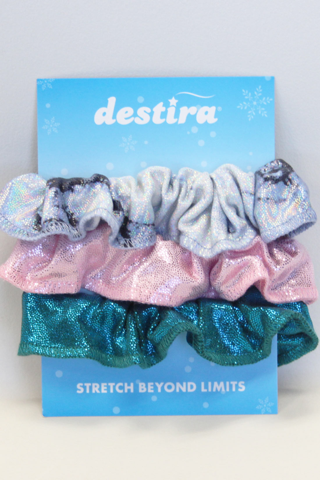 Set of glittery hair scrunchies by Destira perfect for the gym