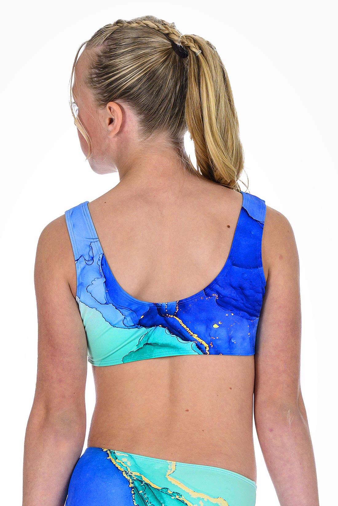 Blue tank bikini top for girls by Destira, 2026