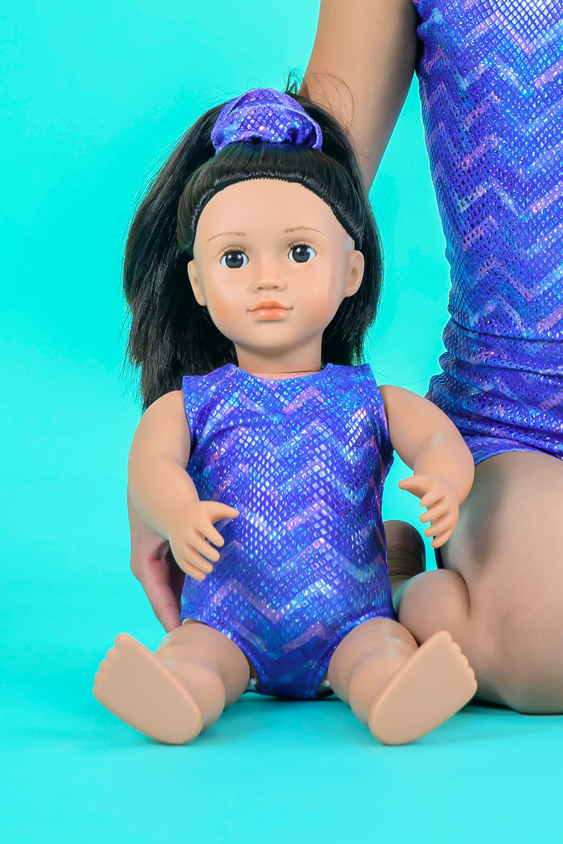 Fun matching doll leotard with mermaid print by Destira, 2024