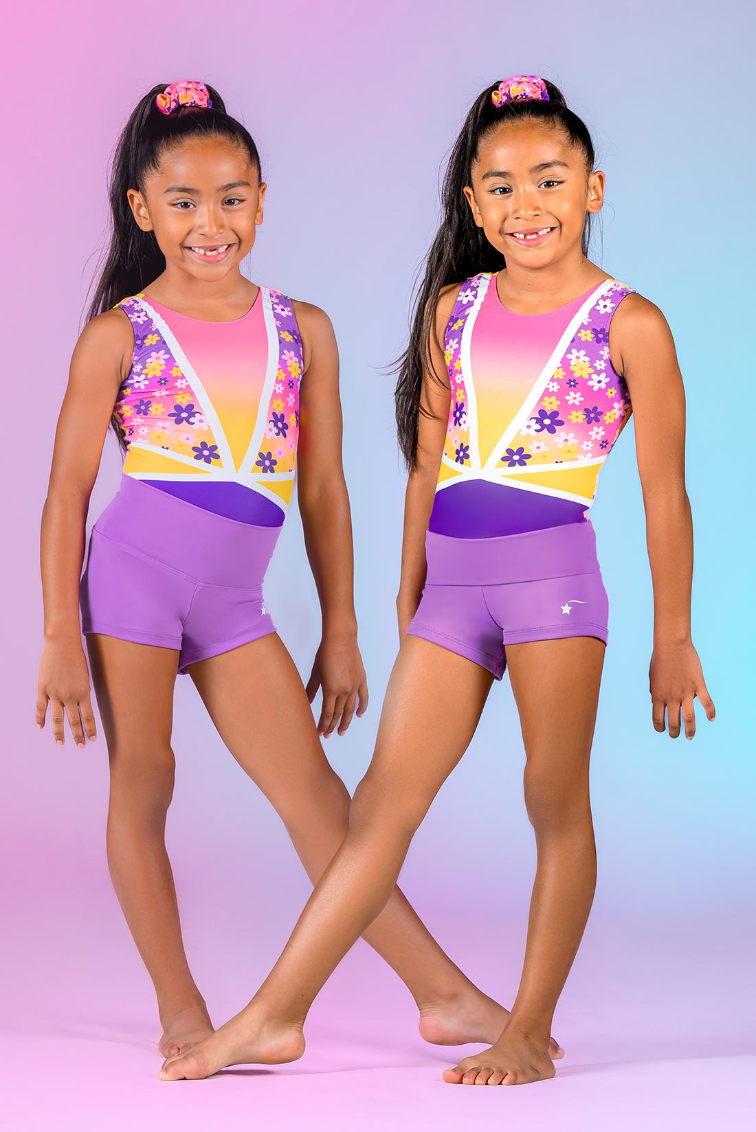Gymnastics shorts for girls in lilac, Destira, 2023