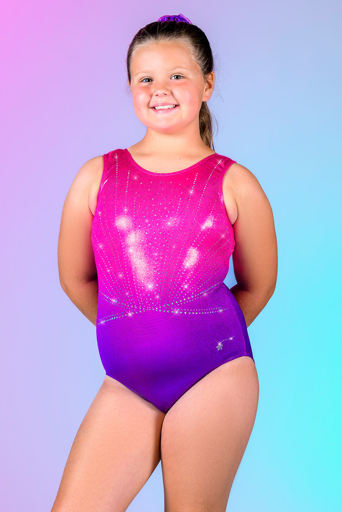 Sparkling pink leotard for girls gymnastics, Desitra, 2023