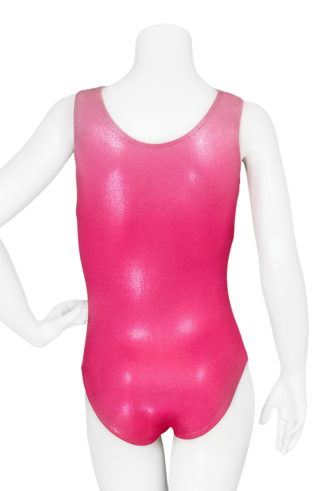 Back of hot pink shiny leotard for gymnastics, Destira, 2023