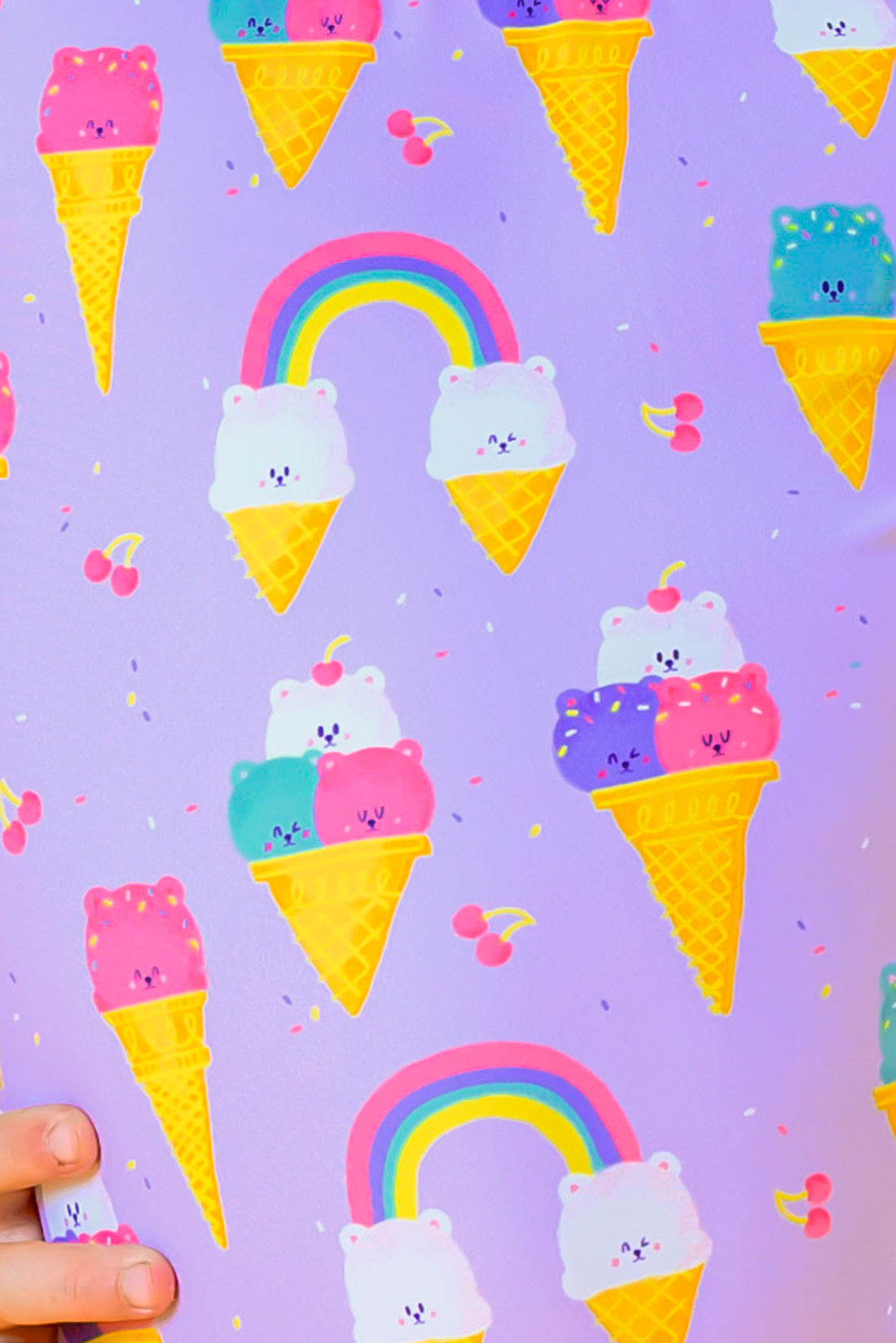 Colorful ice creams on purple background by Destira, 2024