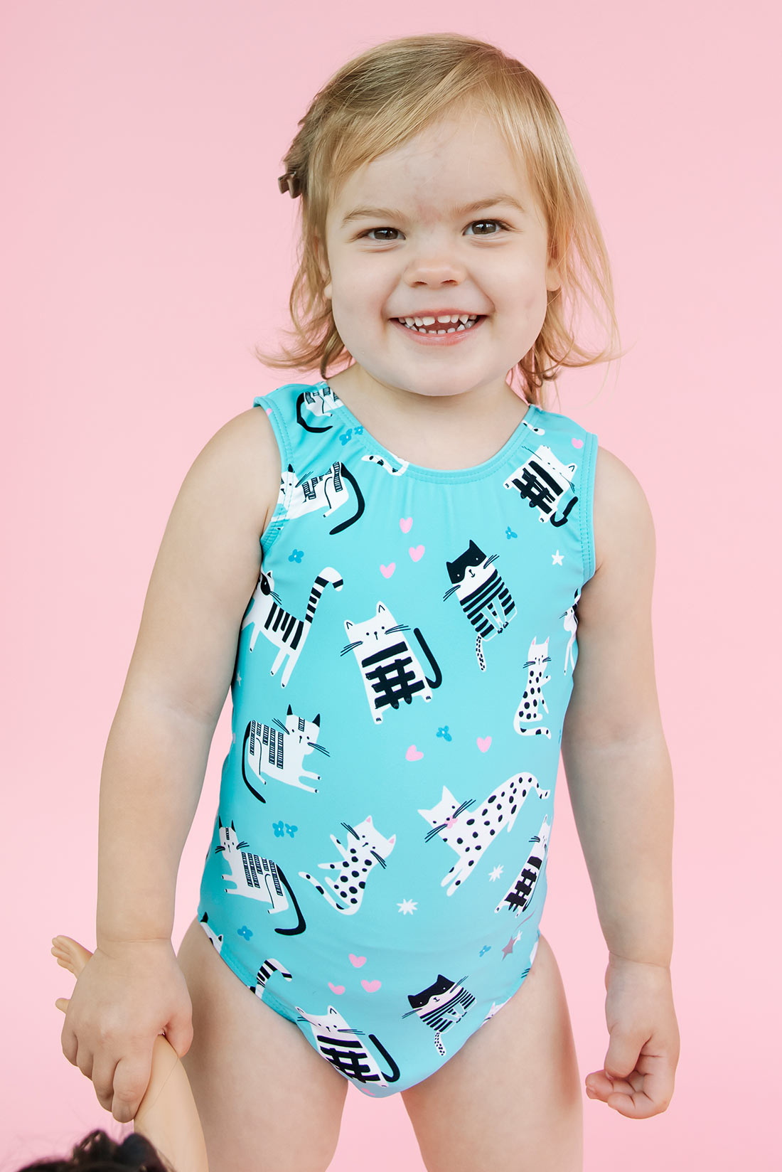 Vibrant blue cat leotard for toddlers by Destira, 2024