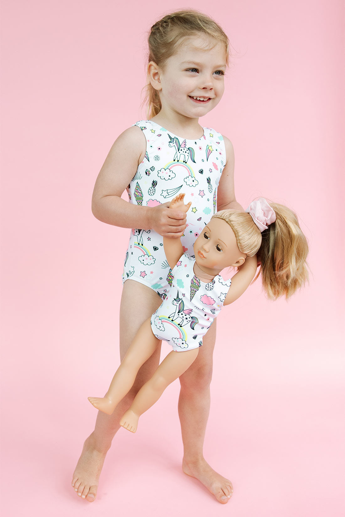 Toddler gymnastics uniform with matching doll leotard by Destira, 2024