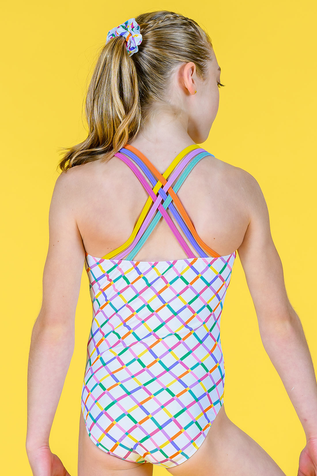 Rainbow leotard with strappy back for girls by Destira, 2024