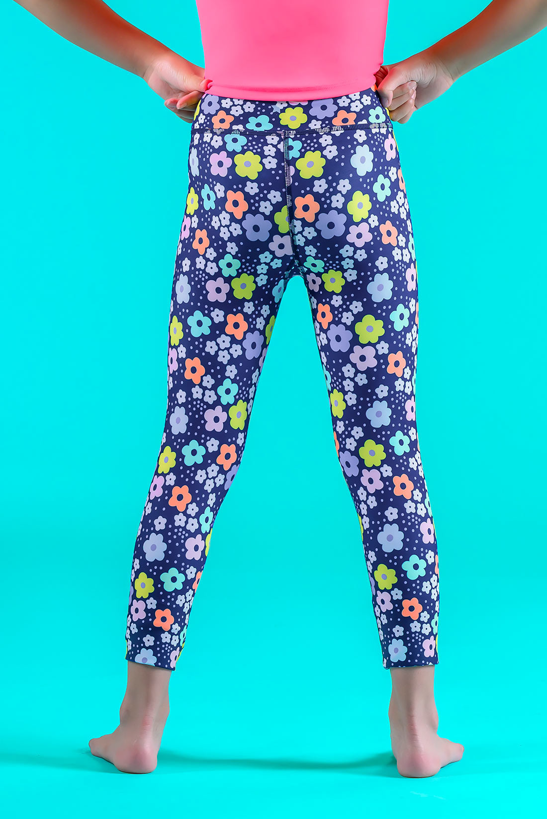 Blue floral leggings hotsell