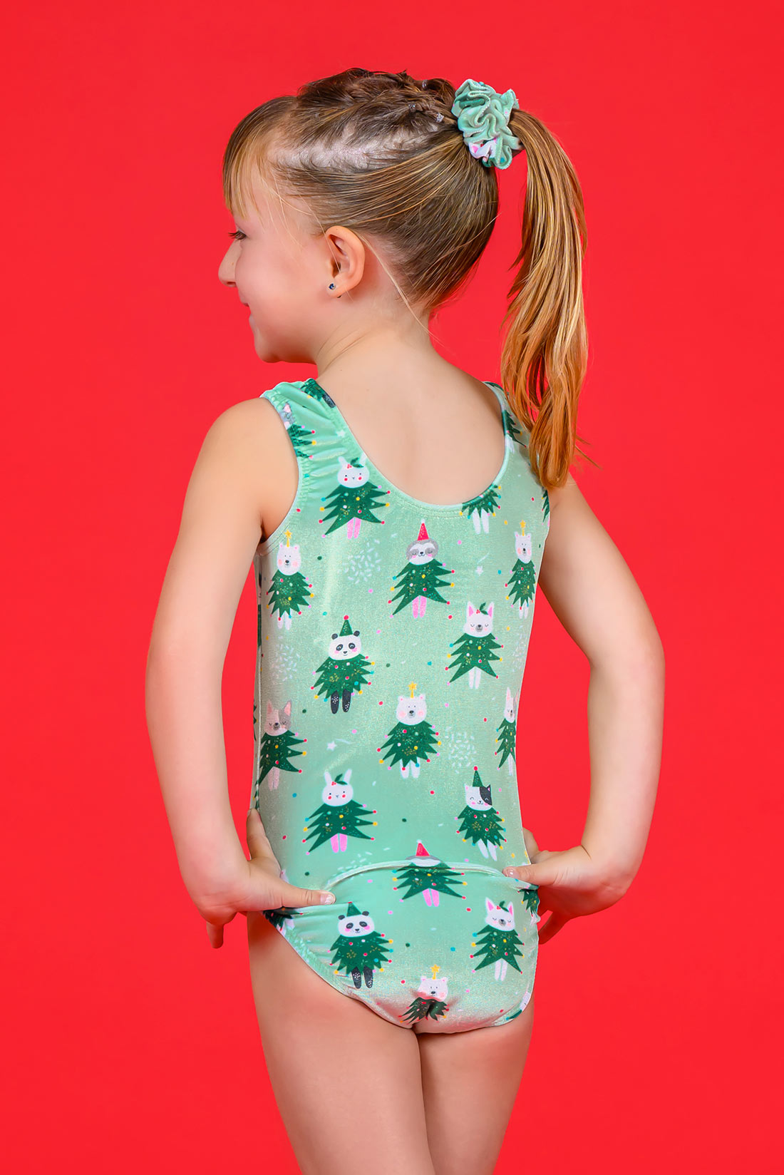 Green christmas leotard for toddlers and girls by Destira, 2024