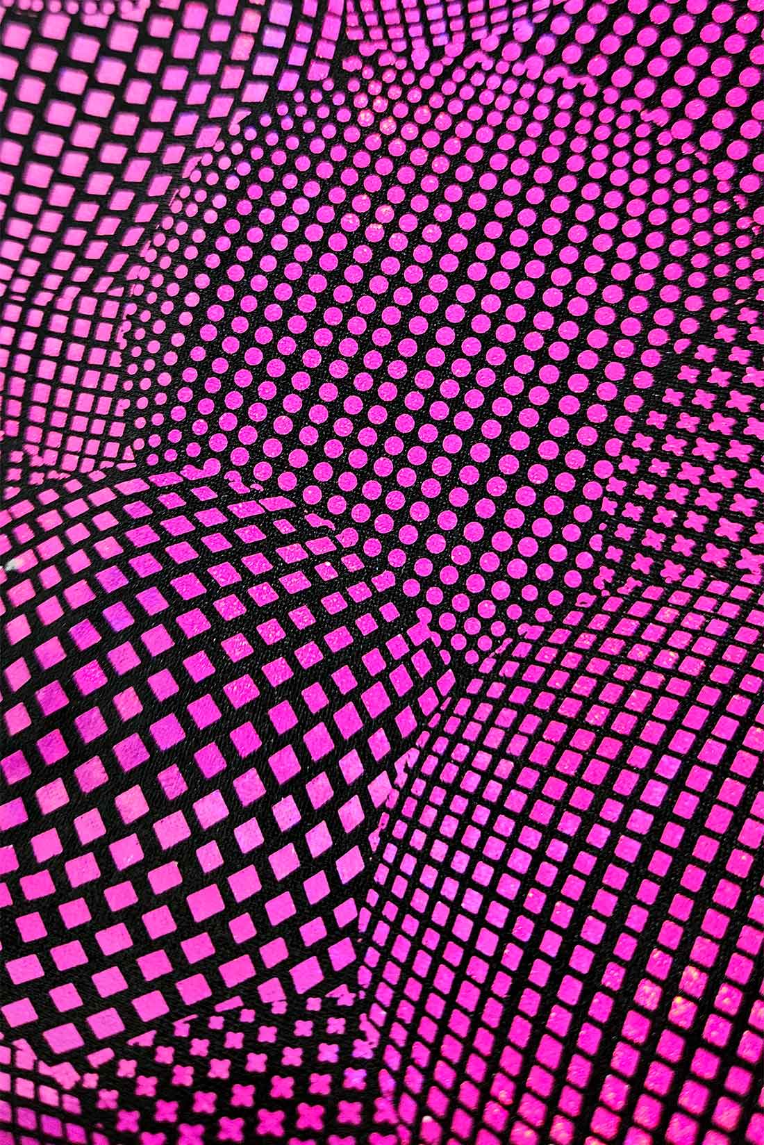 Pink and purple disco ball pattern on gymnastics leotard by Destira, 2024