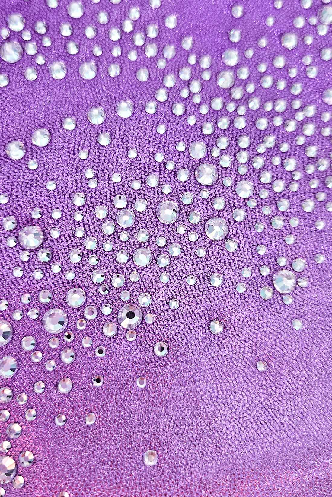 Purple gymnastics leotard with crystal details by Destira, 2024