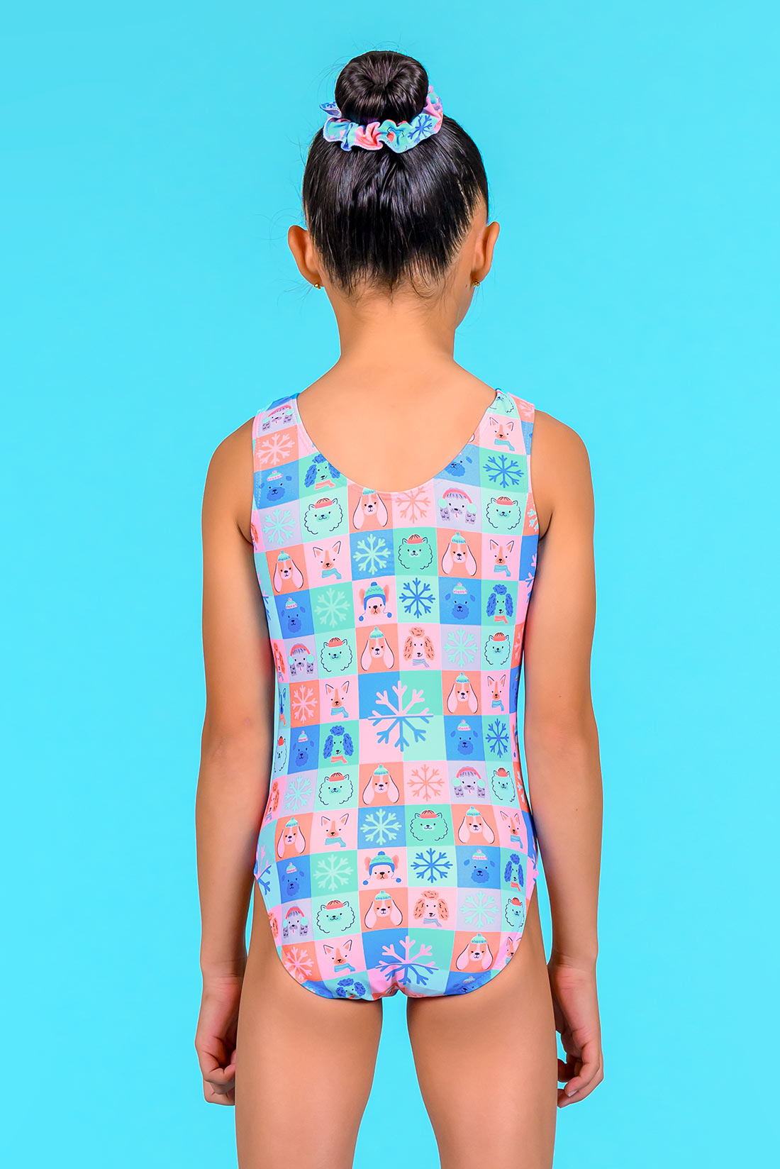 Blue and green leotard with dogs by Destira, 2024