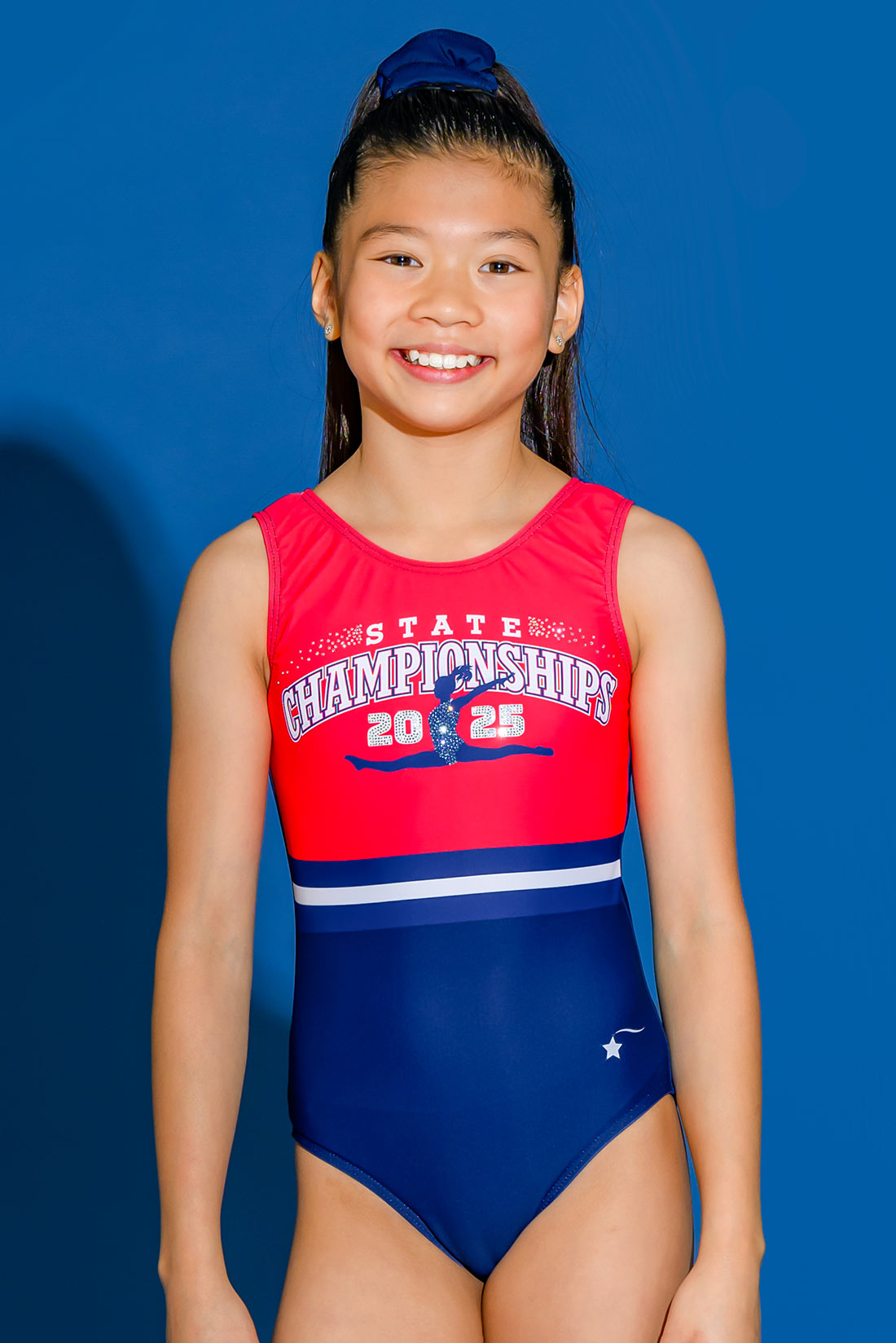 Red, White and Blue Custom State Championships Gymnastics Leotards