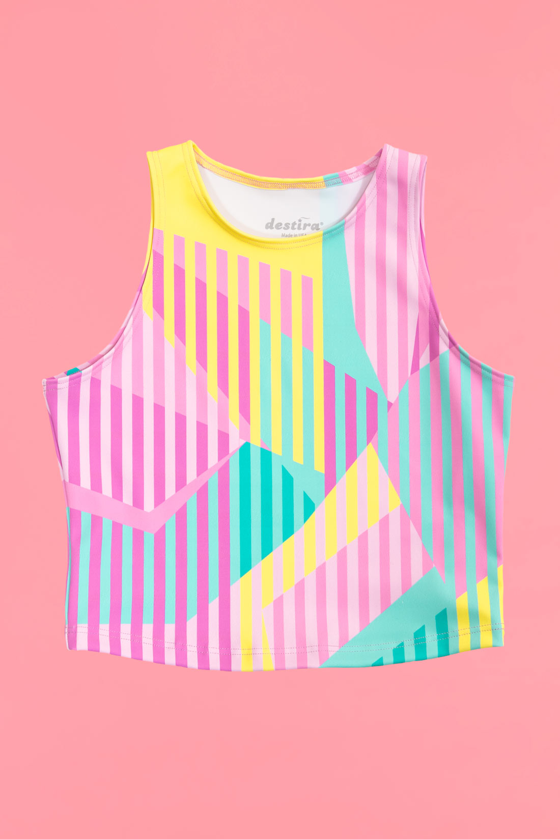 Sherbet Pink Striped Multi-Colored Sport Tank Top by Destira, 2025.