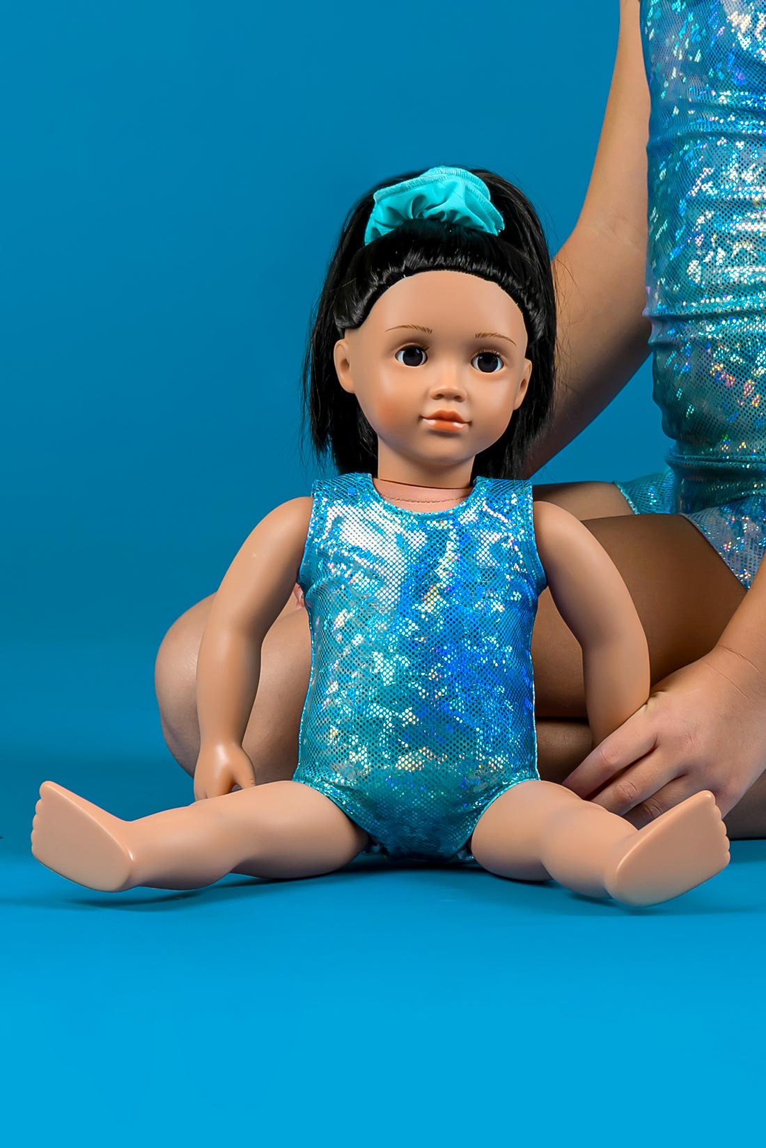 Sparkly blue doll leotard by Destira, 2025