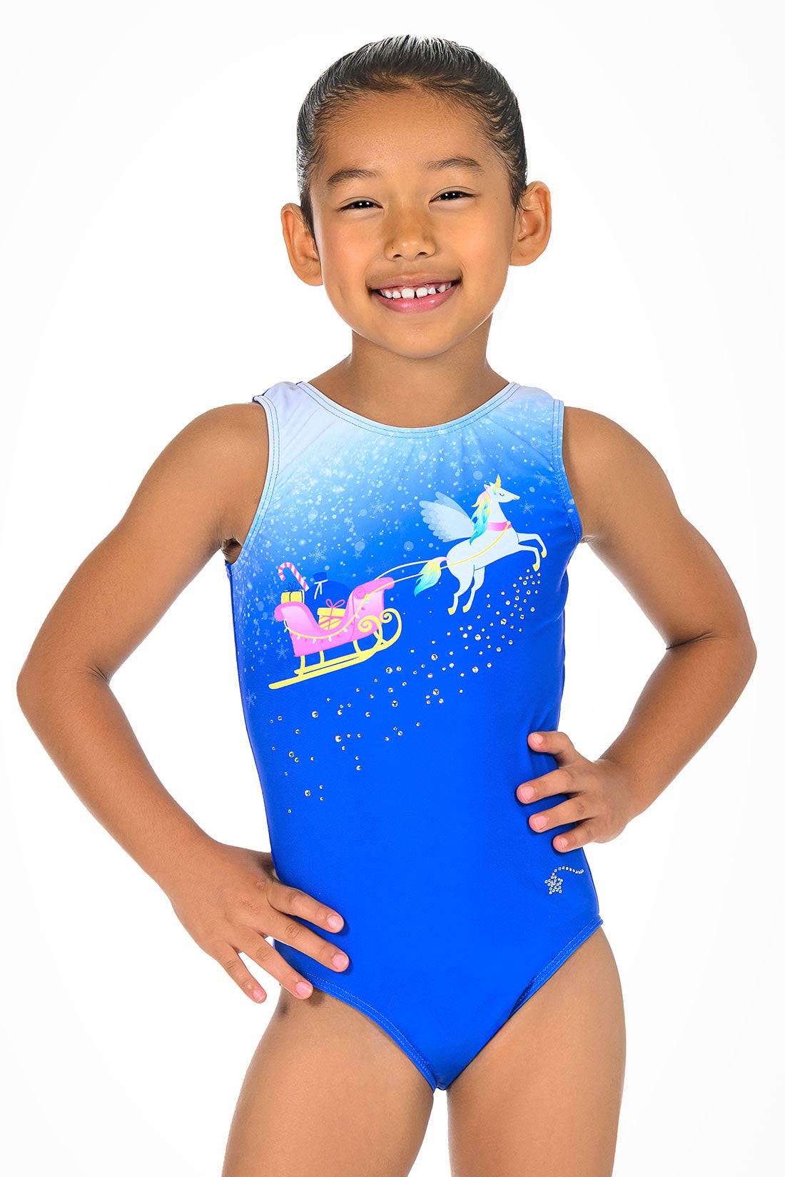 Holiday leotard with fun unicorn by Destira, 2025