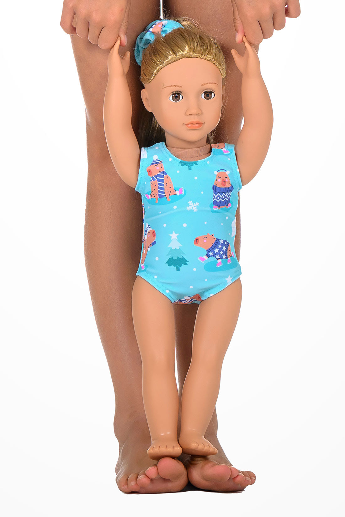 Blue doll leotard to match by Destira, 2025