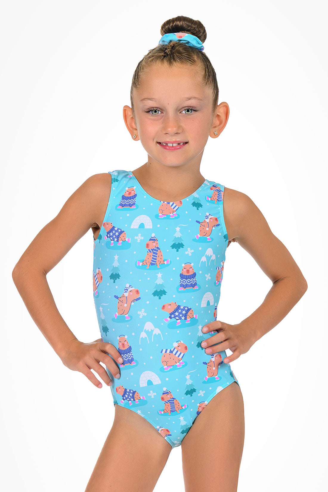 Tank leotard with capybaras for girls by Destira, 2025
