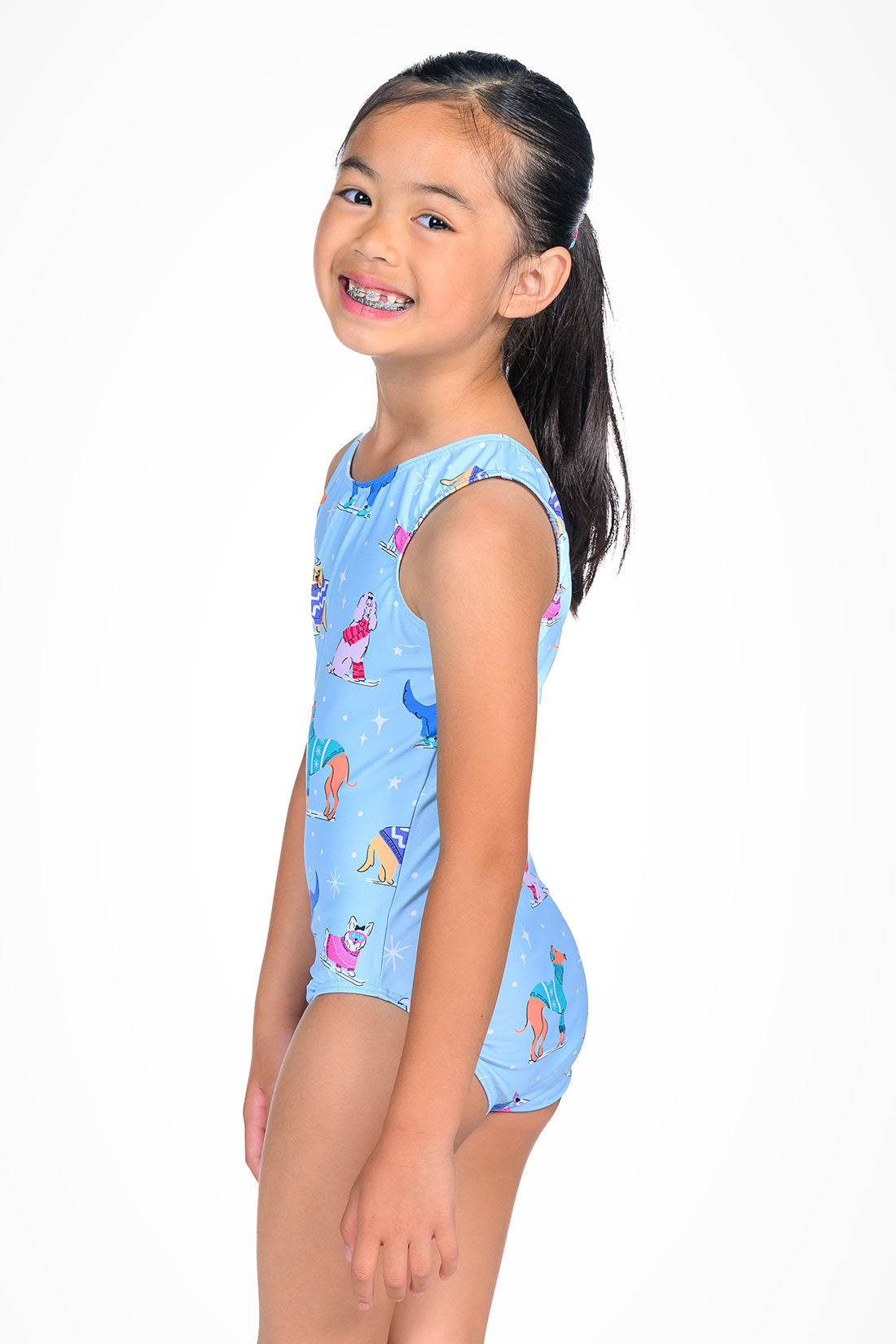 Puppy leotard for girls in gymnastics by Destira, 2025