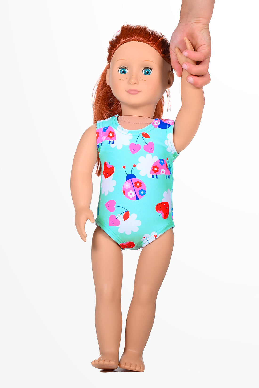 Matching ladybug leotard for dolls by Destira, 2026