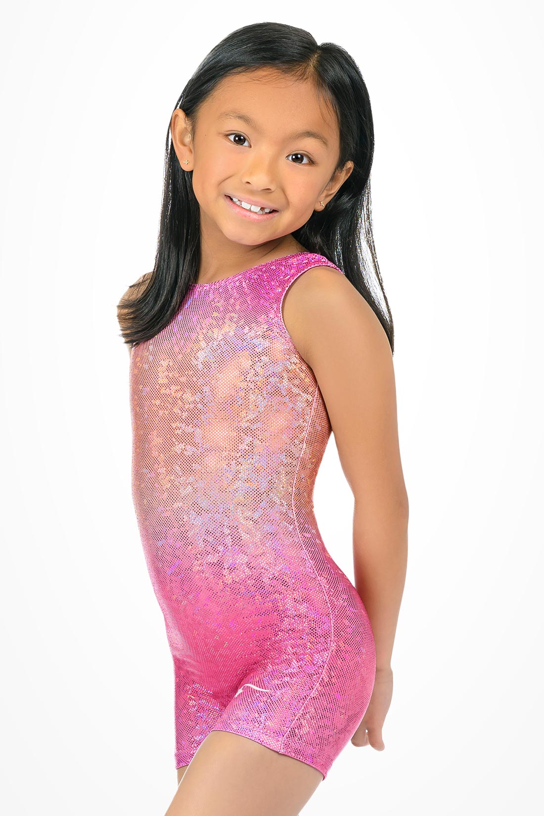 Shiny pink unitard for toddlers and kids by Destira, 2026