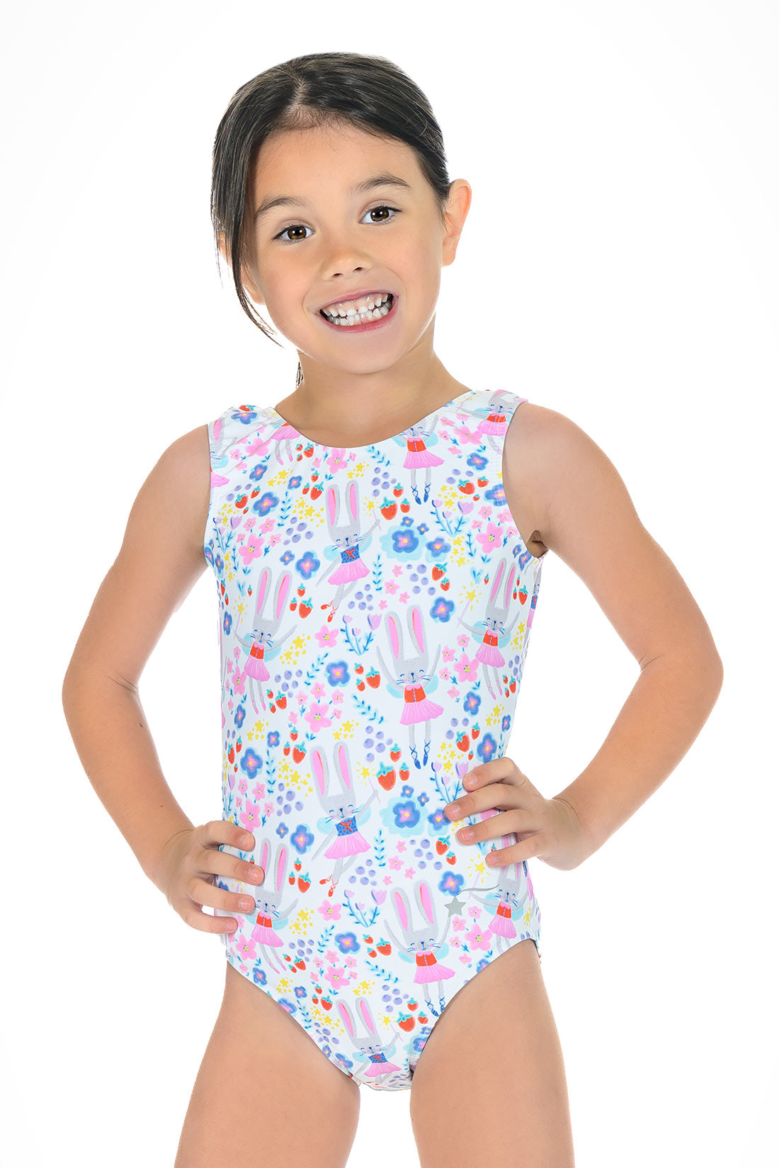 Spring bunny leotard for girls in gymnastics by Destira, 2026