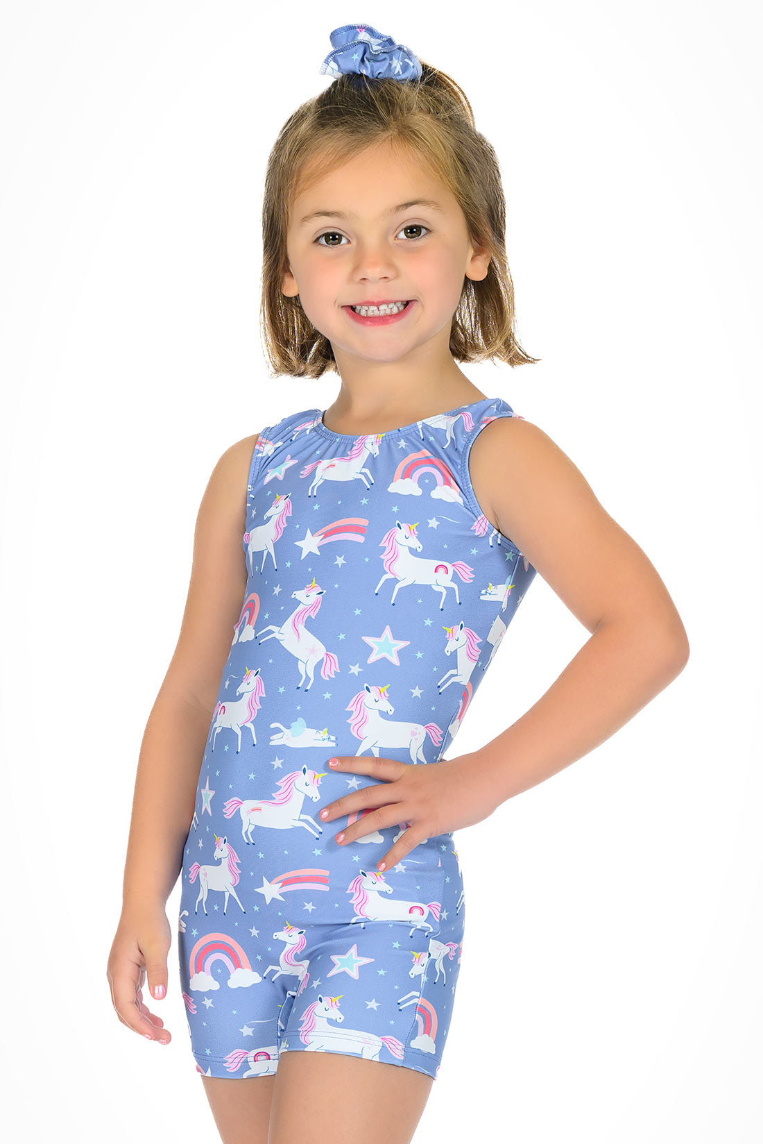 Girls unicorn biketard for gymnastics by Destira, 2026