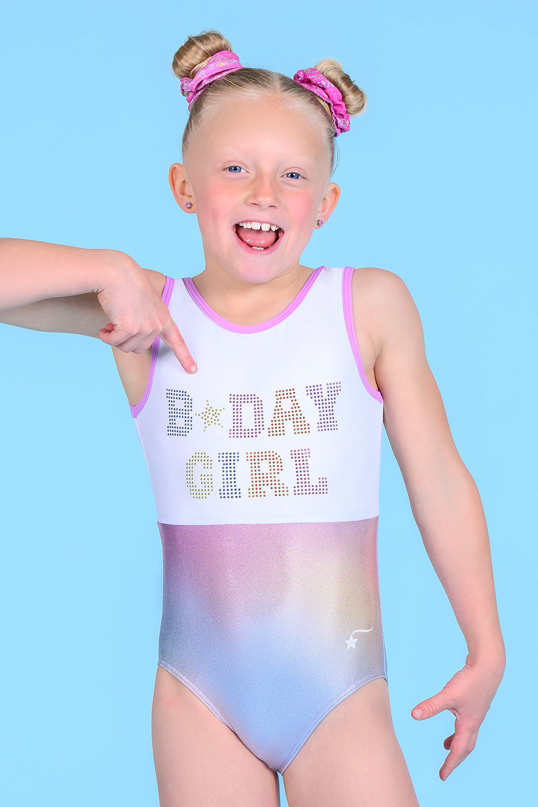 B-Day girl leotard for girls in gymnastics and dance by Destira, 2026