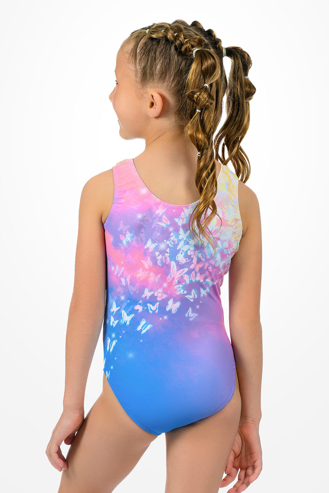 Sunset colorec tank leotard for girls with butterflies by Destira, 2026