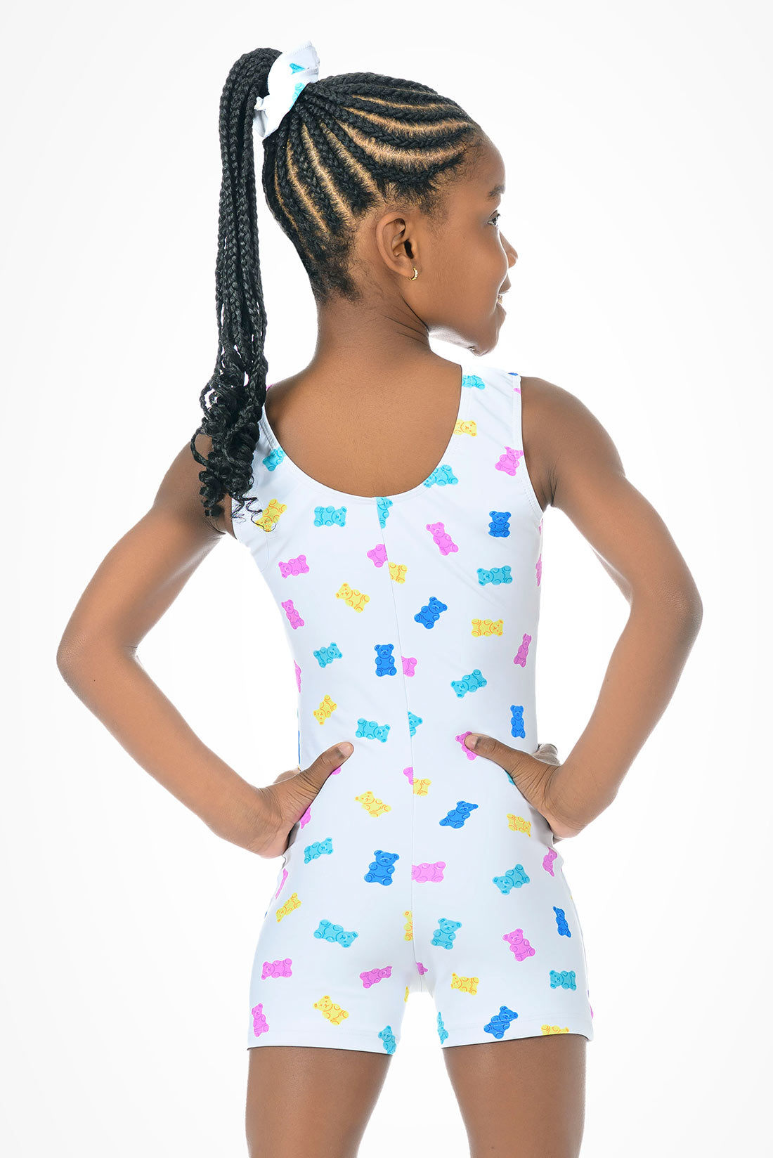 Gummy bear themed gymnastics biketard for toddlers by Destira, 2026