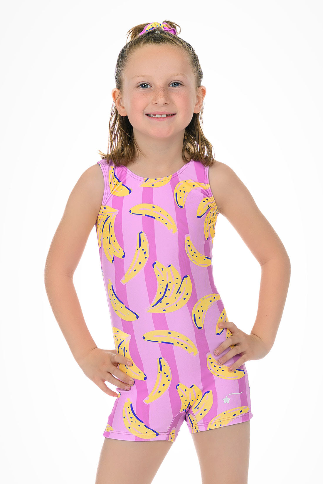 Pink striped unitard for toddlers by Destira, 2026
