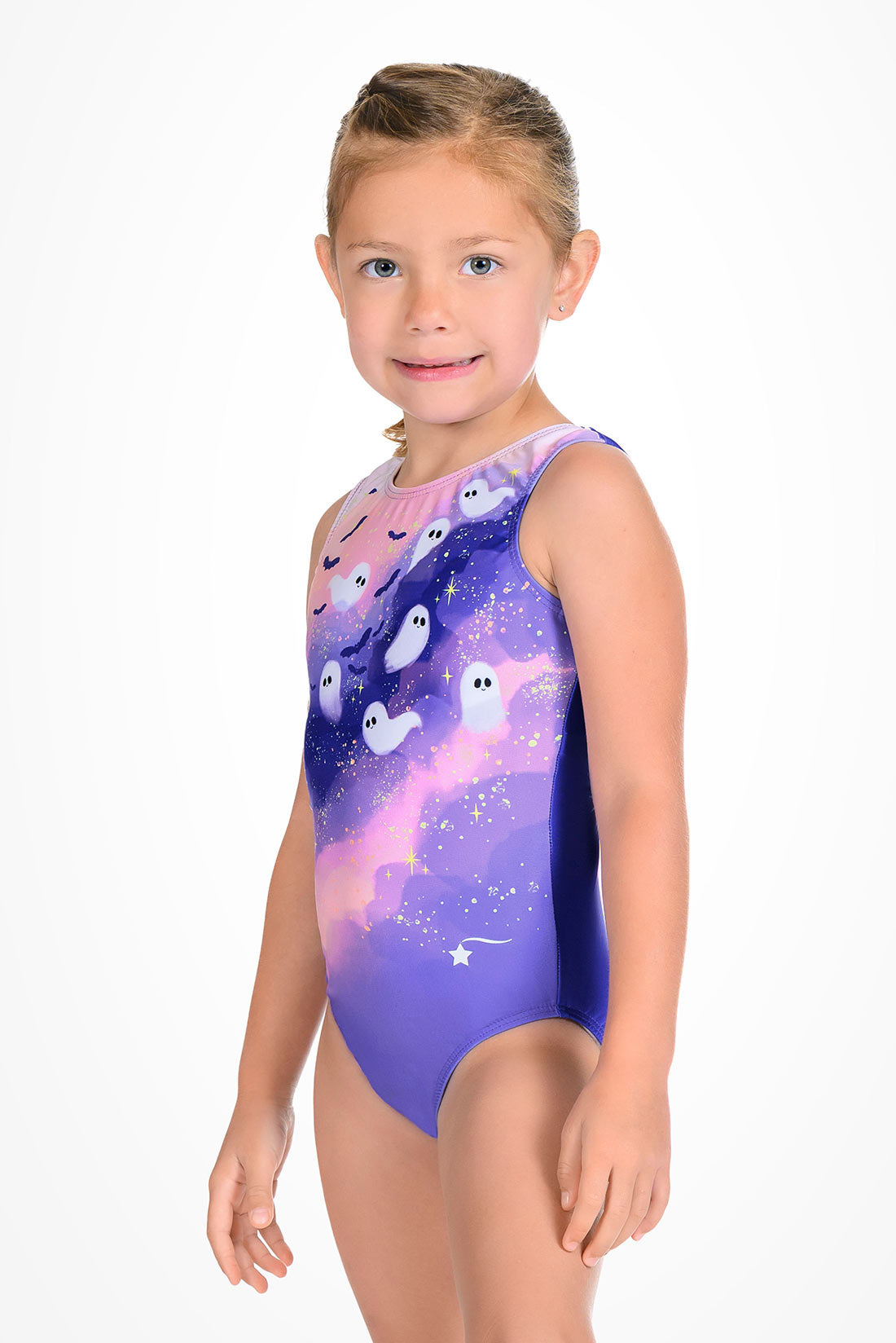 Starlit Spirits Halloween gymnastics leotard for girls by Destira - side view