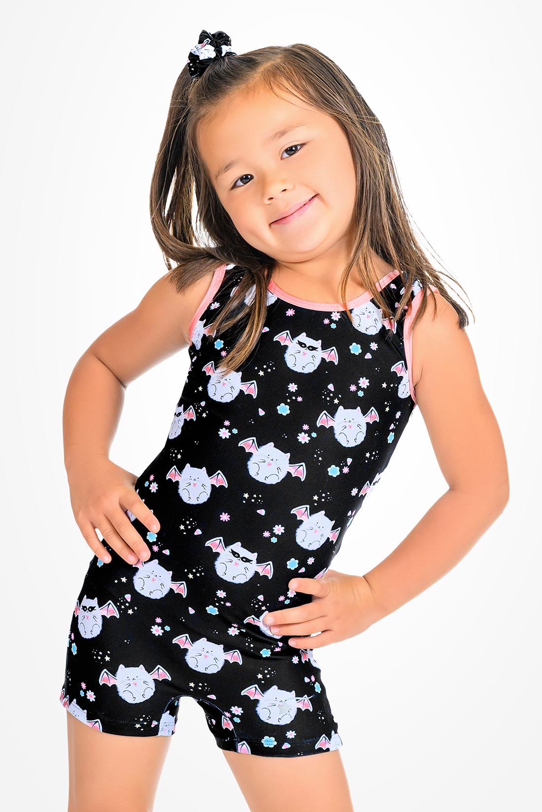 Meowloween Halloween gymnastics unitard for girls by Destira