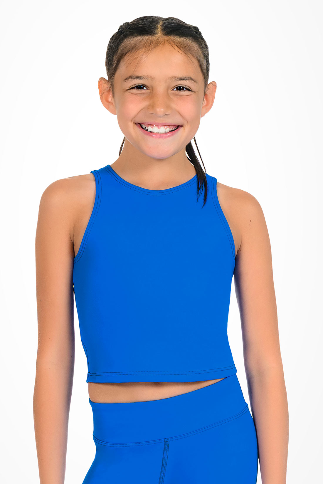 Solid blue tank top for gymnastics by Destira, 2026