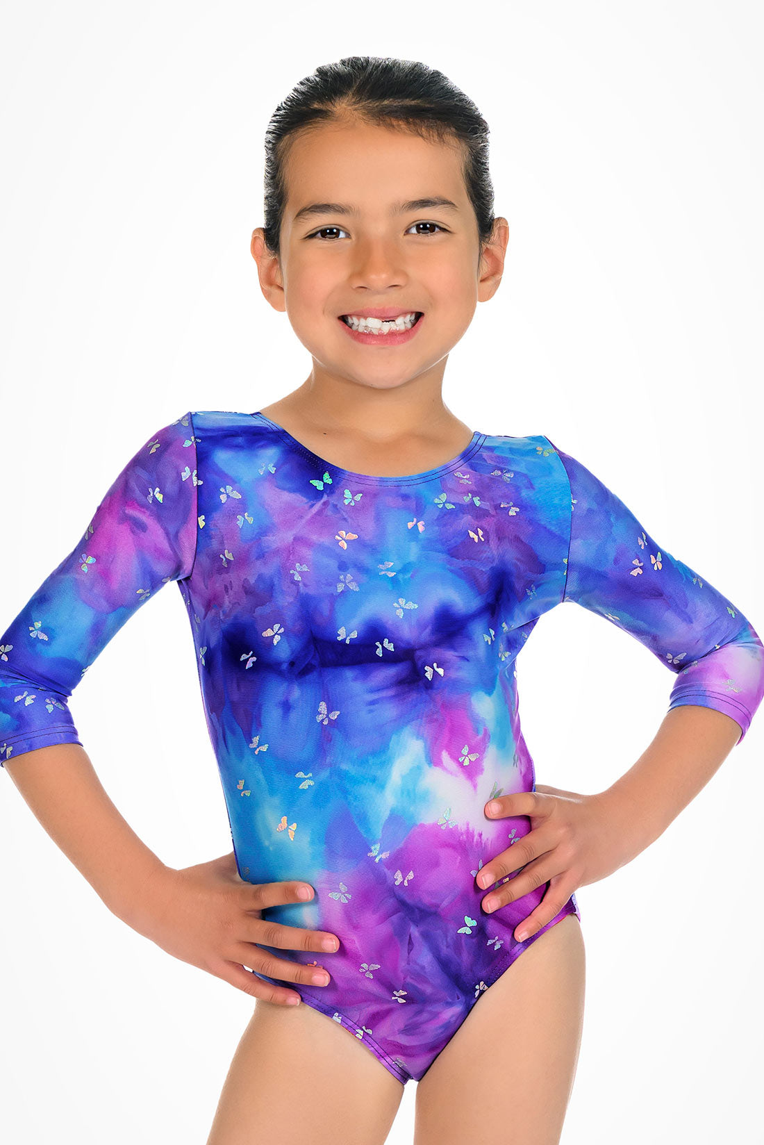 Blue long sleeve leotard for gymnasts by Destira, 2026