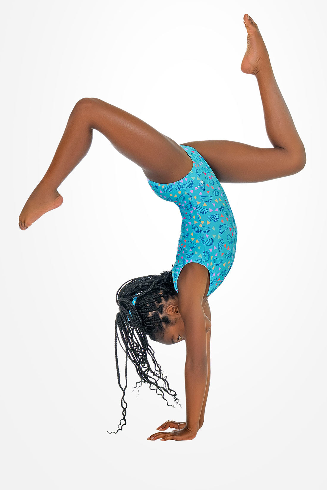 Turquoise tank leotard for girls by Destira, 2026
