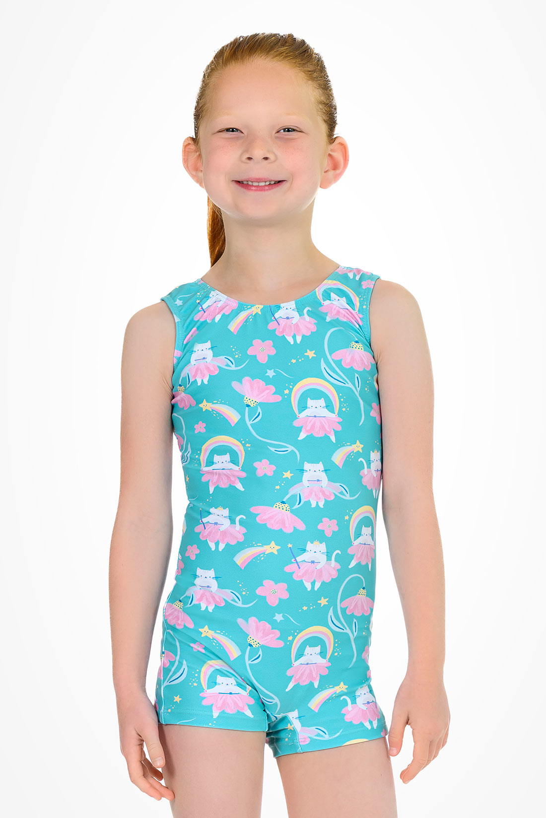 Blue kitty unitard for toddlers by Destira, 2026