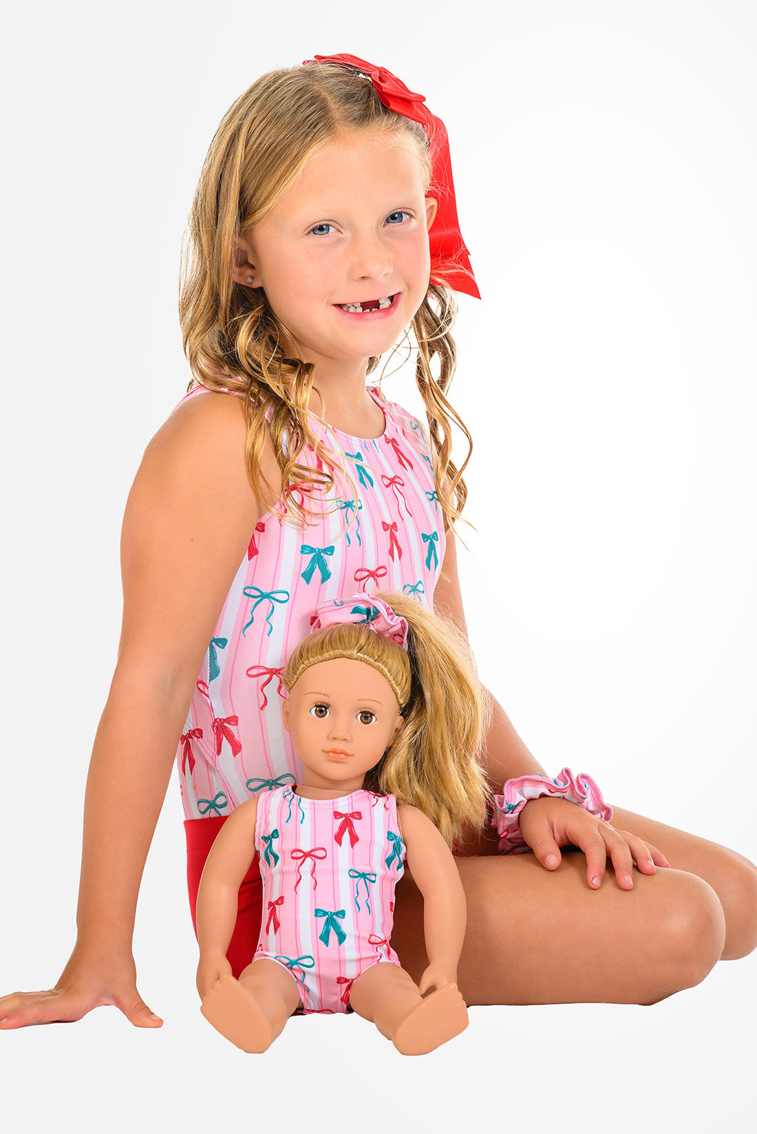 Matching girly bow leotard and doll leotard by Destira, 2026